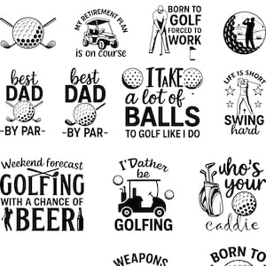 Golf Zitate SVG Bundle: Golfer Clipart, PNG, Cricut Designs (digitaler Download