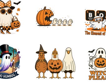 Spooky Ghost Pumpkin Clipart: Halloween Autumn PNG SVG File