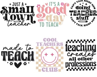 Boho Teacher PNG Bundle: Floral, Bow Doodle Designs (Digital Download)