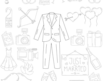 Paquete de imágenes prediseñadas SVG de boda caprichosa: garabatos dibujados a mano (descarga digital)