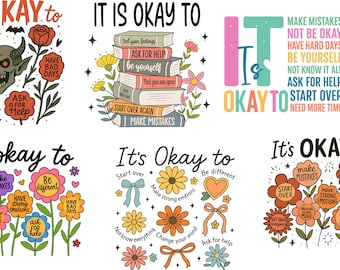 Het is oké om niet oké te zijn Svg, het is oké om fouten te maken png, geestelijke gezondheid is belangrijk Clipart, geestelijke gezondheid Svg, positieve citaten png-bundel