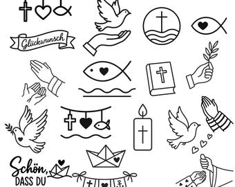 Confirmation Baptism SVG Bundle: German Christian Clipart