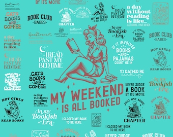 Book Lover SVG Bundle, Floral Book Quotes Png, Funny Bookish Digital Sticker, Book Club Printable, Book Worm for cricut, Book shirt Design