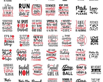 Baseball SVG Bundle: Quotes, Stitches, Mom, Heart, Player (Digital Download)