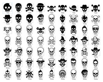 Skulls SVG Bundle: Skull Silhouette Vector Graphics (Digital Download)