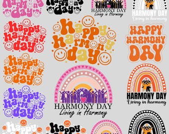 Happy Harmony Day SVG PNG: Rainbow Quote (Digital Download)