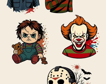 Funny Horror Character Png Bundle, Horror Characters Png, Halloween Characters Png Bundle, Halloween Png, Spooky Season Png, Horror Killers