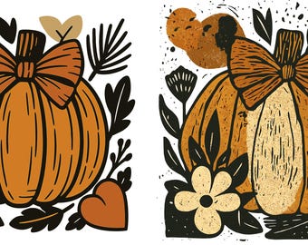 Calabaza floral estilo preppy PNG: Fantasma coqueto de Halloween vintage (archivos digitales, paquete SVG/PNG)