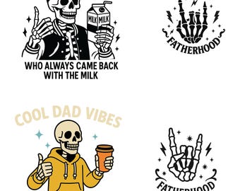 Father's Day Png Bundle, Funny Dad Quotes Svg, Sarcastic Fatherhood, Cool Dad, Funny Skeleton Clipart, Digital download
