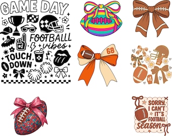Coquette Football PNG Bundle, Fall Football Game Day PNG, Retro Football shirt Png, Football Png Bundle, Game Day Png, Football Coquette Png