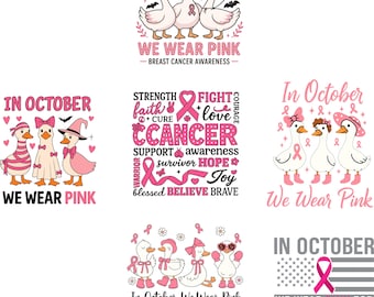 Breast Cancer Awareness Png Bundle: Pink Ribbon, Halloween Goose (Digital Download)
