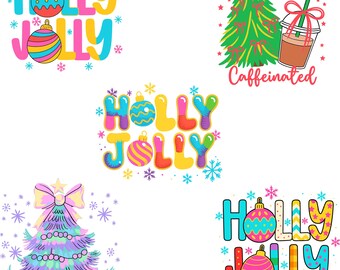 Holly Jolly, Holly Jolly Svg, Holly Jolly Sweatshirt, Colorful Coquette Glitter Christmas Tree, Christmas Tree, Christmas Coquette Clipart