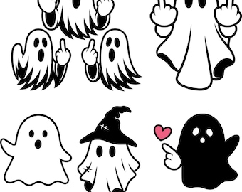Halloween Ghost Middle Finger Clipart - Boo PNG SVG