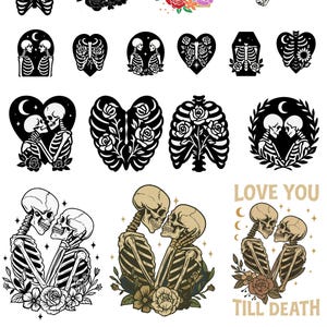 Retro Floral Skeleton PNG: Halloween Clipart Bundle (Digital Download)