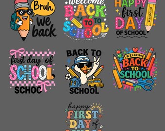 Preppy Back To School PNG Svg Bundle, School Supplies (Digital Download)
