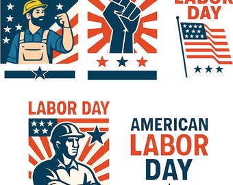 Pacote de PNGs do Dia do Trabalho Americano, PNGs de Feliz Dia do Trabalho, Cliparts do Dia do Trabalho, PNGs de Dia Patriótico, Bandeira Americana Branca e Azul, SVG da Bandeira Americana