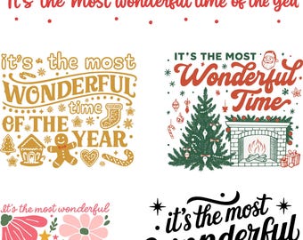 Preppy Christmas PNG, Retro It's the most wonderful time of the year PNG Coquette, Vintage Christmas png, Christmas Coquette bow png Clipart