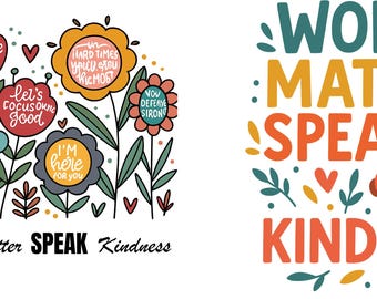 Kindness Floral PNG: Boho Affirmations & Quotes (SVG)