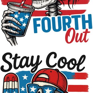 Chill The Fourth Out PNG 4th of july Png Funny Skeleton Fourth of July Retro 4th July Snarky America Independence Day,  Independence Day Svg