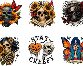 Gotische skeletvlinder Png, bloemenschedel Png, Halloween-skelet Svg, Halloween-vlinder, schedelvlinder Svg, Halloween-schedel Clipart