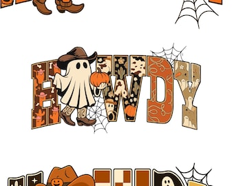 Howdy Ghost PNG, Western Halloween Clipart, Cowboy Fall Shirt Design, Halloween Cowboy, Howdy Halloween, Halloween Png, Autumn Pumpkin PNG