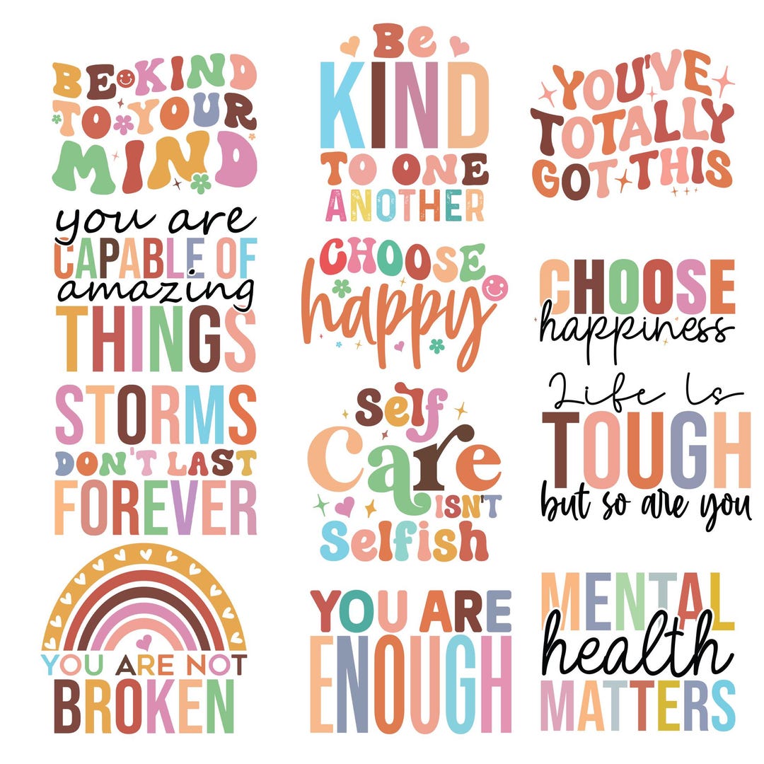 Inspirational Retro Quote SVG Bundle: Boho Affirmations (digital ...