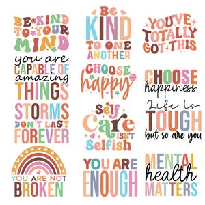 Inspirational Retro Quote SVG Bundle: Boho Affirmations (Digital Download)