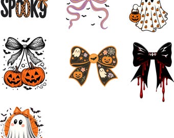 Lace Ghost Halloween Bow PNG: Coquette Spooky Design