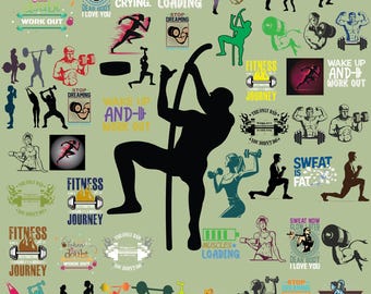 Fitness Png Bundle, Workout svg bundle, Gym Exercise Clipart, Motivational Sayings, Gym Quotes Sticker, Funny Workout Digital Download