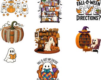 Paquete de libros SVG, Svg de libros, Libros de Halloween, Fantasma de Halloween PNG, Halloween PNG, Fantasma leyendo SVG, Fantasma lindo de Halloween SVG, Libro de calabaza