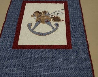 Baby blankets and Vintage fabric in crib quilt rocking horse