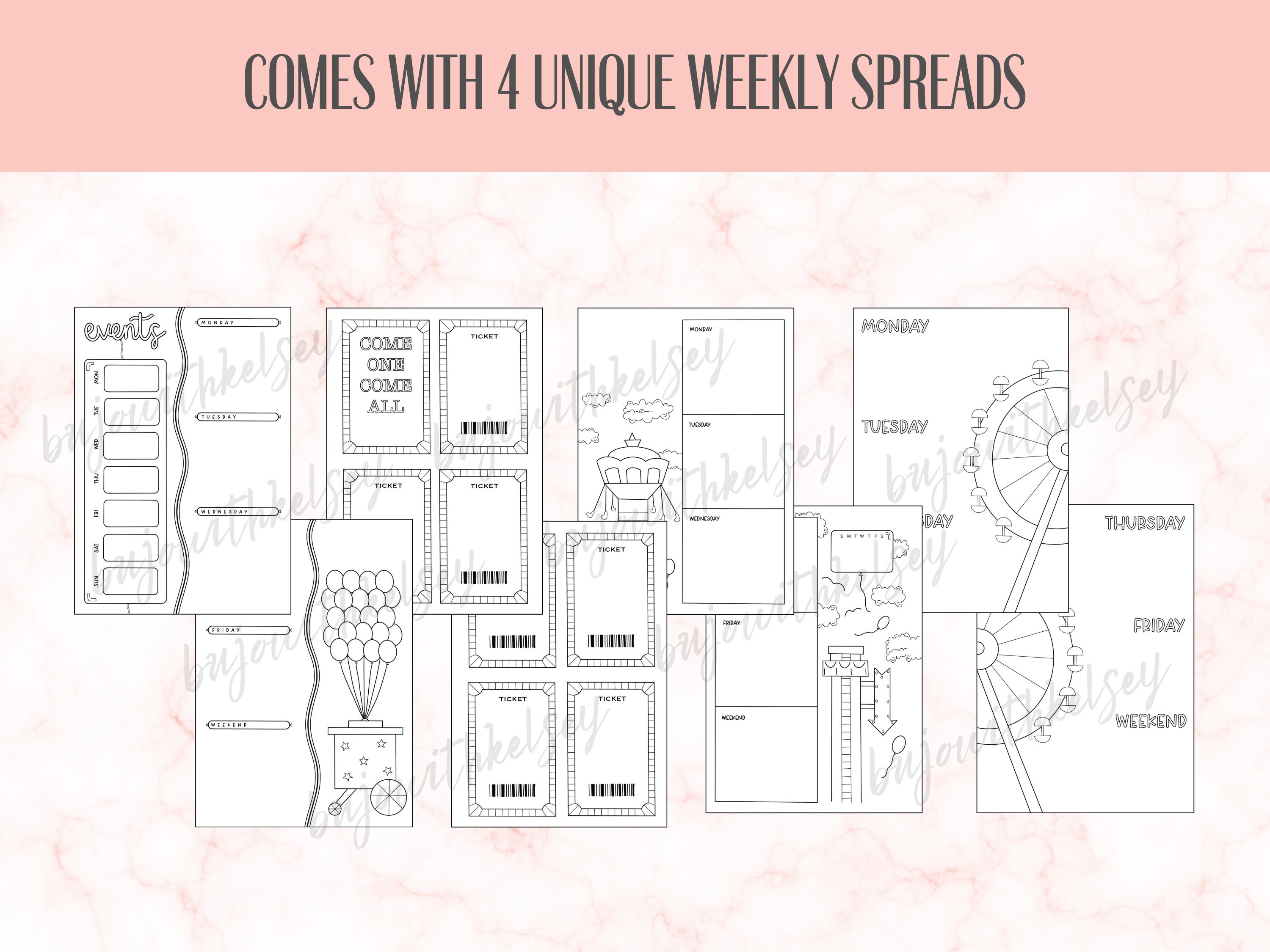 Undated Premade Bullet Journal Pages Carnival 2025 Digital Planner ...