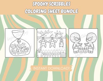 Kleurplatenbundel: griezelige krabbels | Halloween | Digitale download | Afdrukbare pdf