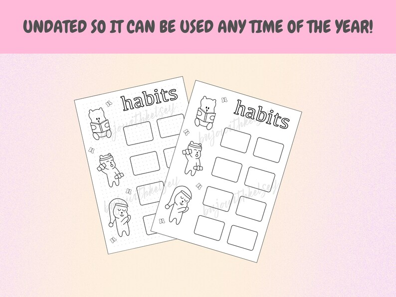 Printable Habit Tracker: Cute Bears Theme | Tracking Template | Monthly