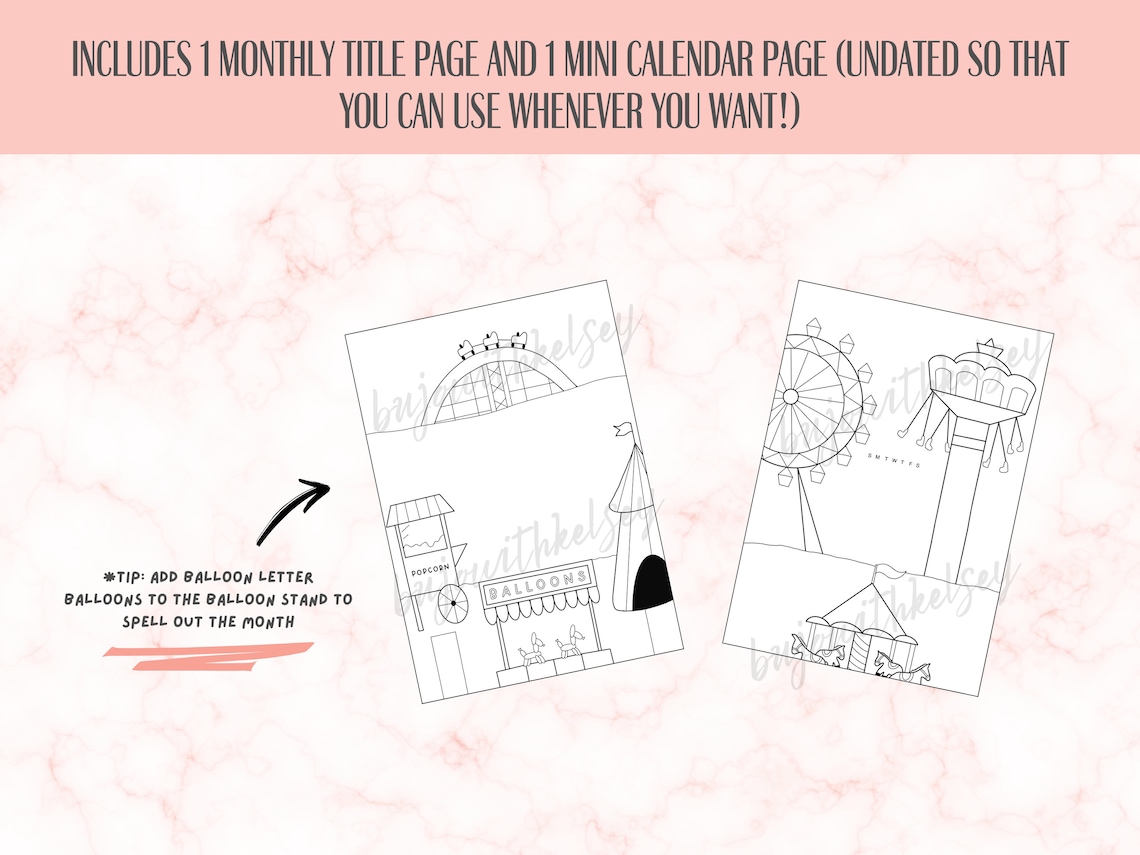 Undated Premade Bullet Journal Pages Carnival 2025 Digital Planner ...