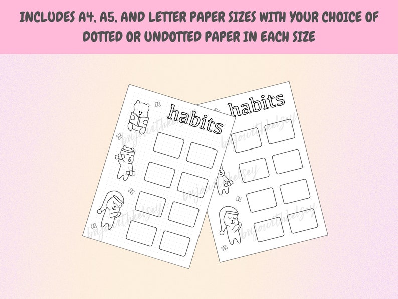 Printable Habit Tracker: Cute Bears Theme | Tracking Template | Monthly