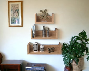 Decorative Wall Shelf Set in Walnut - U-Shaped Design