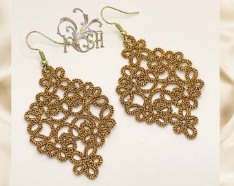 Tatting Earrings - Brass