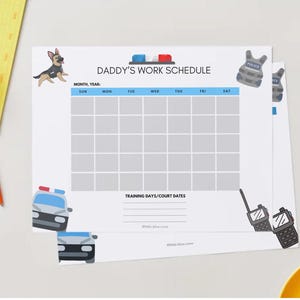 Polispappans arbetsschemaöversikt | LEO-familjekalender (digital nedladdning)