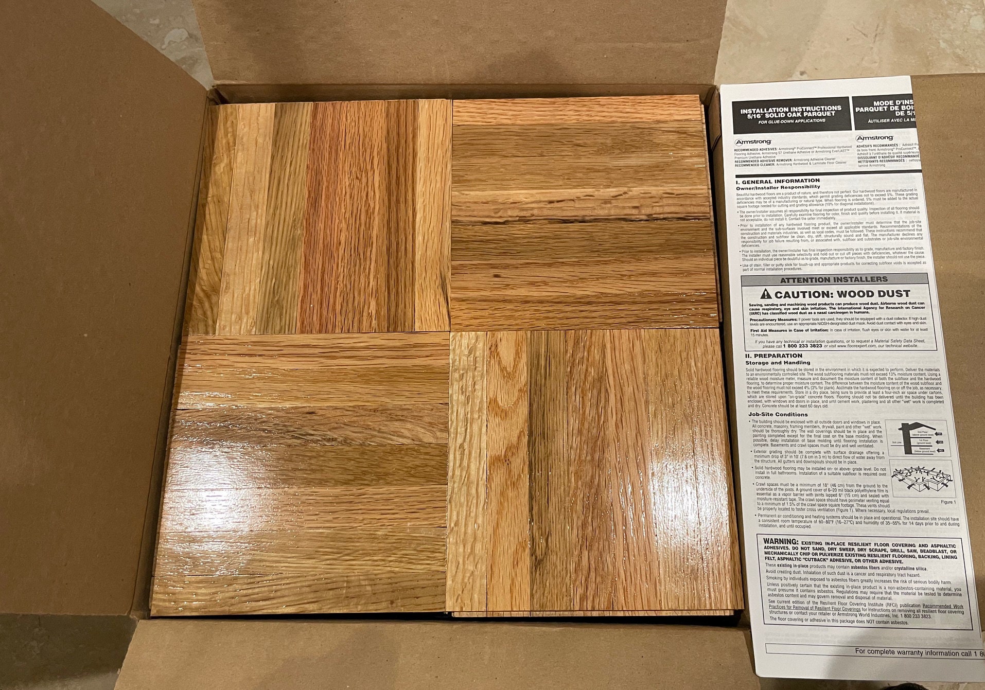 25 Sq Ft, Armstrong Parquet Solid Oak Flooring Tiles Made in USA - Etsy