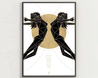 Gemini - Astrology Decor Gemini Poster - Zodiac Wall Decor for Astrology Enthusiast