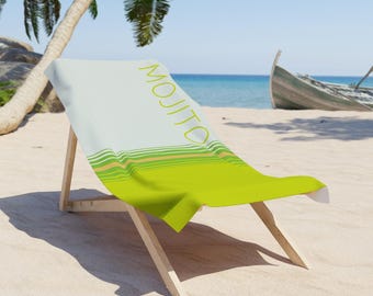 Mojito Beach Towel | Stylish Poolside Accessory, Summer Gift, Travel Essential, Spa Day Must-Have, Vibrant Beach Gear