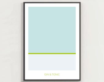 Gin & Tonic - Minimal Poster - Home Decor Poster, Gift, Wall Art