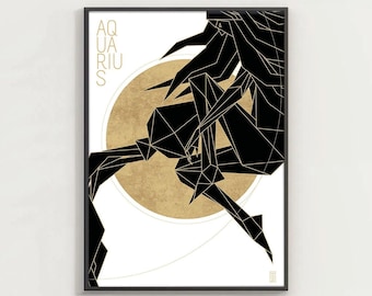 Aquarius - Astrology Decor Aquarius Poster - Zodiac Wall Decor for Astrology Enthusiast
