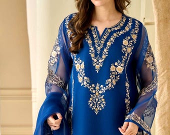 Elegant Khaadi Net Embroidered Suit | Pakistani Formal and Party Wear | Festive Outfit | Pakistani Party Wear | Eid Wear