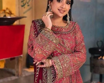 Pakistani Designer Pink Embroidered Kurta Suit | Wedding-Ready Ready-to-Wear Suit | Pakistani Wedding Wear | Pakistani Formal Suit