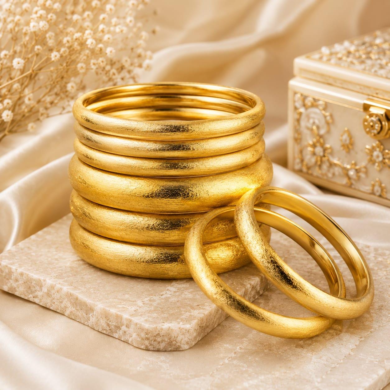 Trending Chunky Gold Shine Bangles – Elegant Traditional Bangle