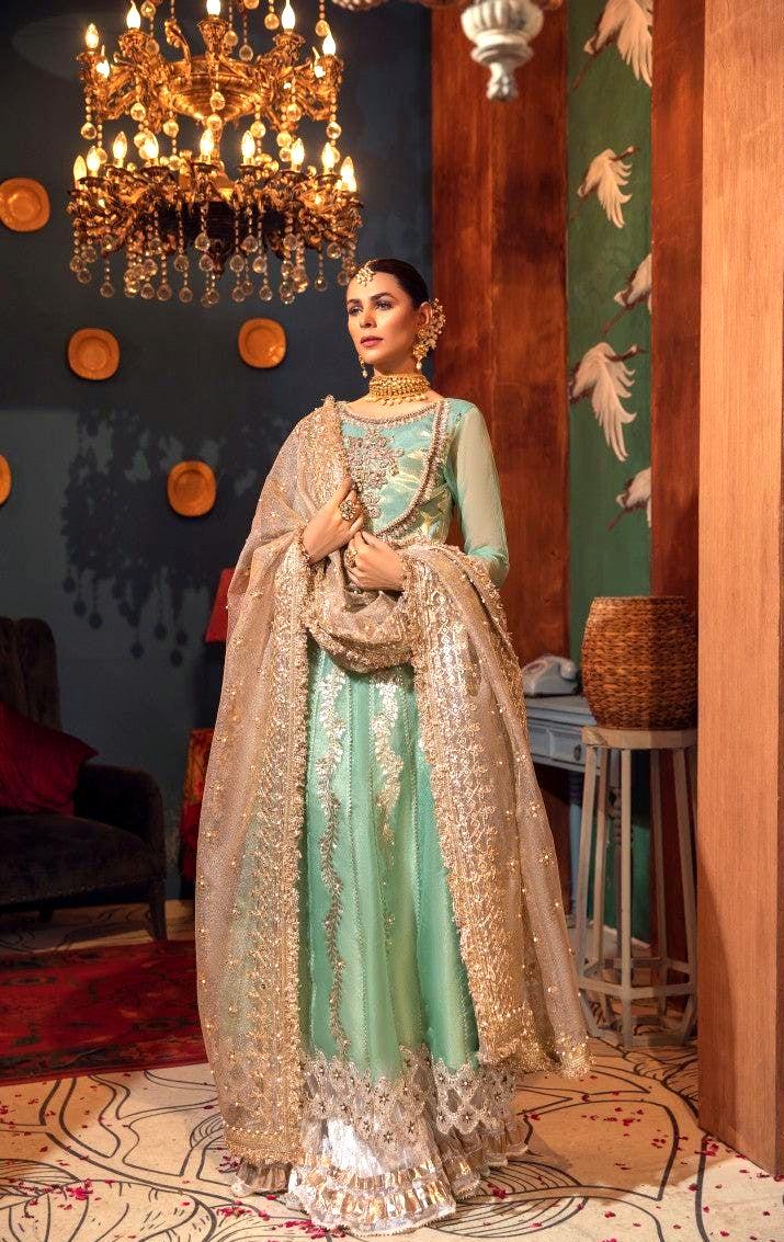 Sea Green Hand Embroidered Pakistani Wedding Outfit | Bridal & Formal Wear Dress | Sharara with Dupatta | Desi Wedding Wear | Wedding Suit Sea Green Hand Embroidered Pakistani Wedding Outfit | Bridal & Formal Wear Dress | Sharara with Dupatta | Desi Wedding Wear | Wedding Suit