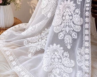 White Chiffon Dupatta Embroidered | Pakistani Dupatta | White Embroidered Dupatta | Chiffon Pakistani Dupatta