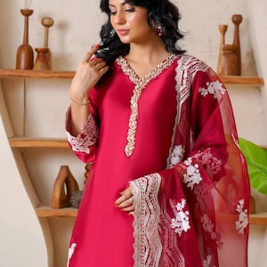 Embroidered Silk Suit | Pakistani Formal and Party Wear | Eid & Wedding Outfit | Pakistani Eid Suit | Pakistani Party Wear | Eid Wear